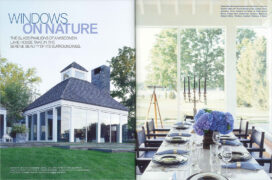 Magazine spread showing great room exterior and interior