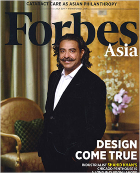 Forbe’s Life magazine cover featuring Shahid Khan’s Chicago penthouse designed by Suzanne Lovell Inc.