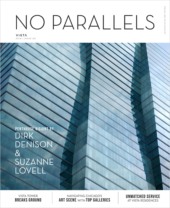 No Parallels magazine cover showing exterior of the St. Regis Chicago, formerly Wanda Vista Tower