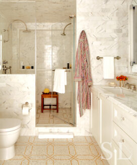 Fifth Avenue Pied-à-Terre bathroom featuring octagonal micro mosaic tile