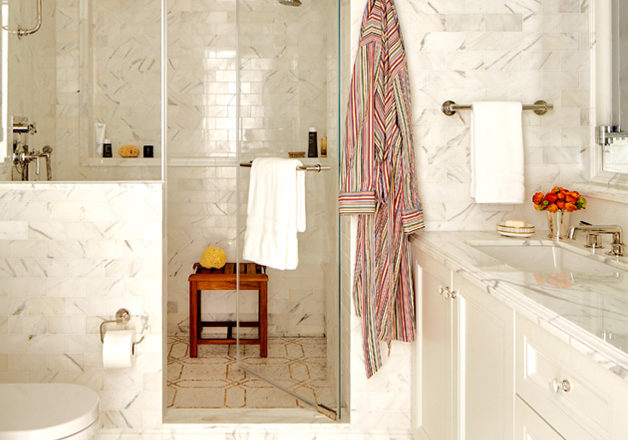 Fifth Avenue Pied-à-Terre bathroom featuring octagonal micro mosaic tile