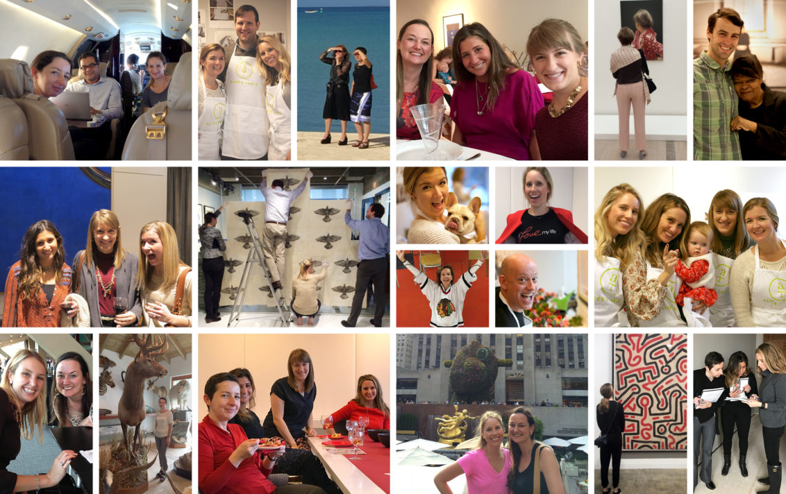 A collage of photos of Suzanne Lovell Inc.'s team of interior architects and designers