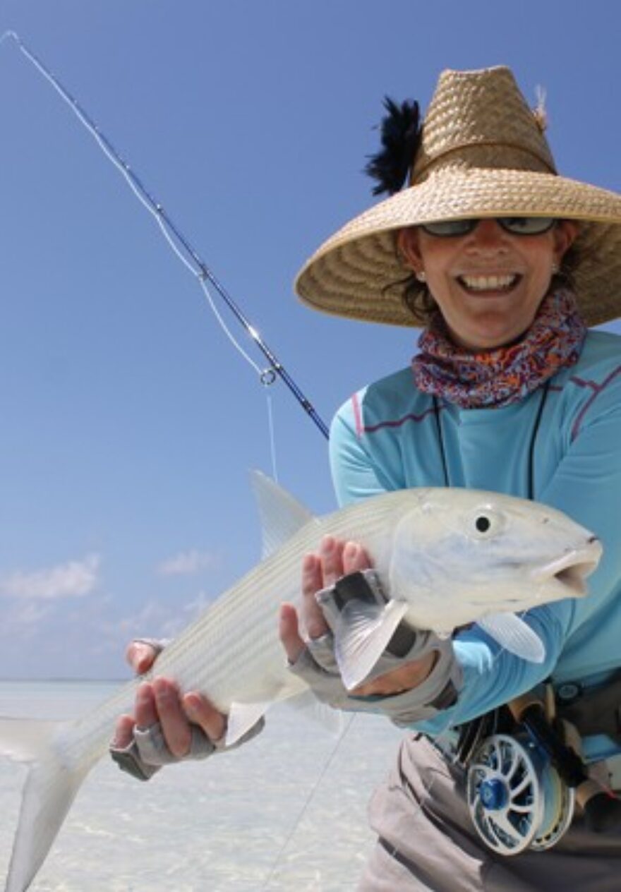 Suzanne Lovell while fly-fishing on vacation