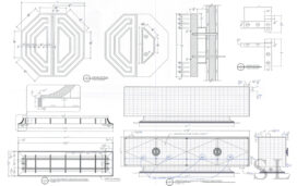 Detailed architectural drawings of award winning custom credenza designed by Suzanne Lovell Inc.