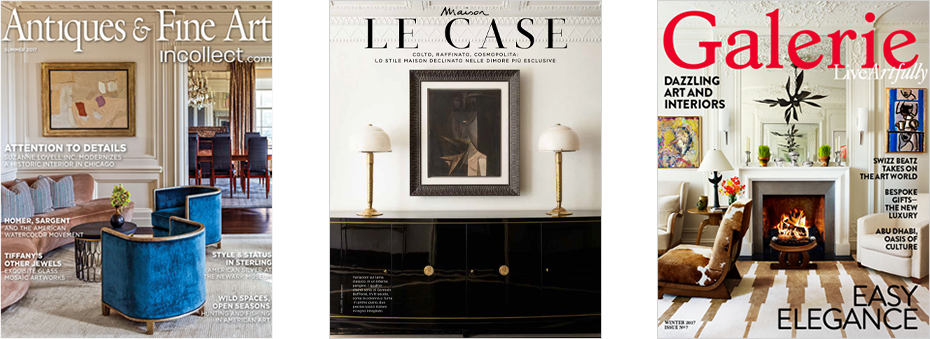 Antiques & Fine Art, Marie Claire Maison and Galerie magazine covers – issues featuring Lakeview Residence interior by Suzanne Lovell