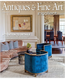 Antiques & Fine Art magazine cover featuring Lakeview Residence luxury interior design renovation by Suzanne Lovell