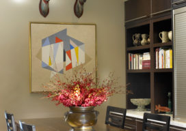 Chicago townhome dining area with artwork by Herbert Bayer