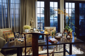 Chicago townhome office with view to terrace and Lincoln Park