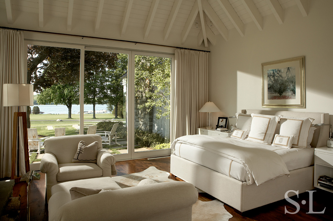 Master bedroom with views to Lake Geneva