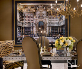 Dining room in Chicago Lincoln Park residence with artwork by Candida Hofer