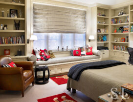 Boy's bedroom with Chicago Blackhawks pillows