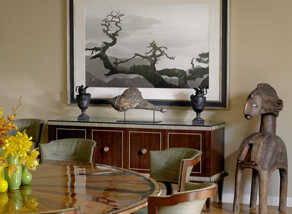 Dining room detail featuring sideboard by Frank Pollaro
