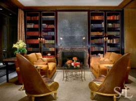 Great room library Great room library with reproduction Paul Iribe chairs by Frank Pollaro