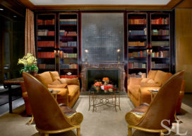 Great room library Great room library with reproduction Paul Iribe chairs by Frank Pollaro