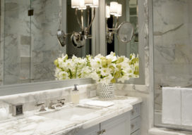 Chicago townhome bathroom in grey and white