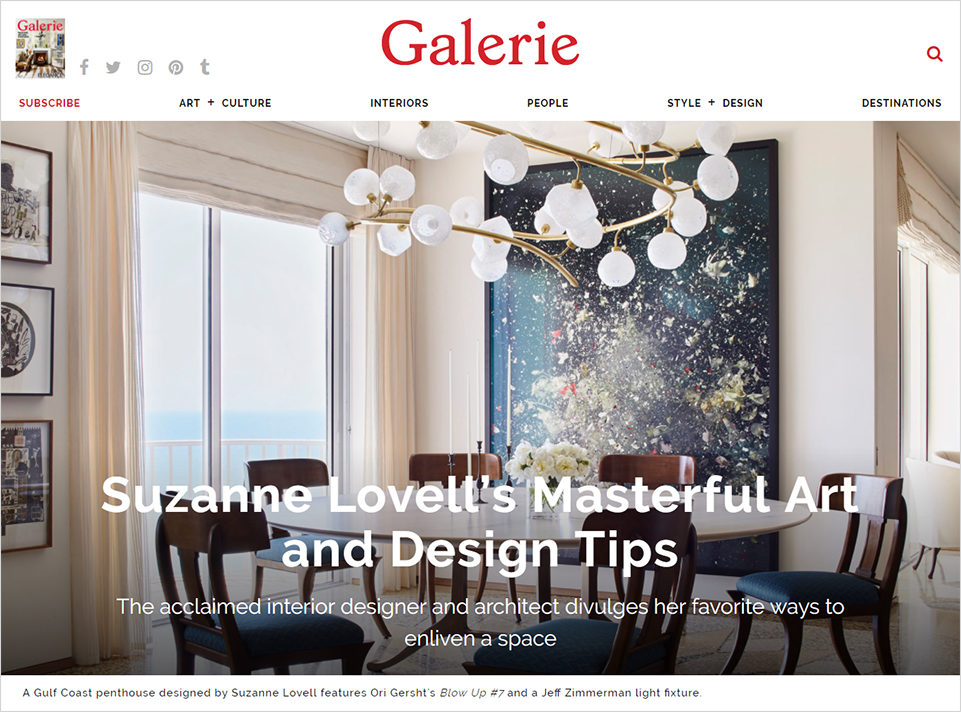 Image from Galerie Magazine website featuring interior design by Suzanne Lovell