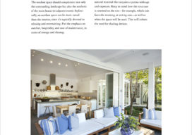 NYSID book layout featuring view from open porch seating area to kitchen, with folding glass retractable walls in between