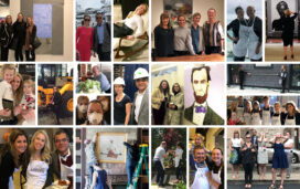 A collage of photos of Suzanne Lovell Inc.'s team of interior architects and designers