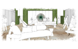 Suzanne Lovell Inc. designs for EXPO Chicago VIP Lounge – 3D elevation drawing