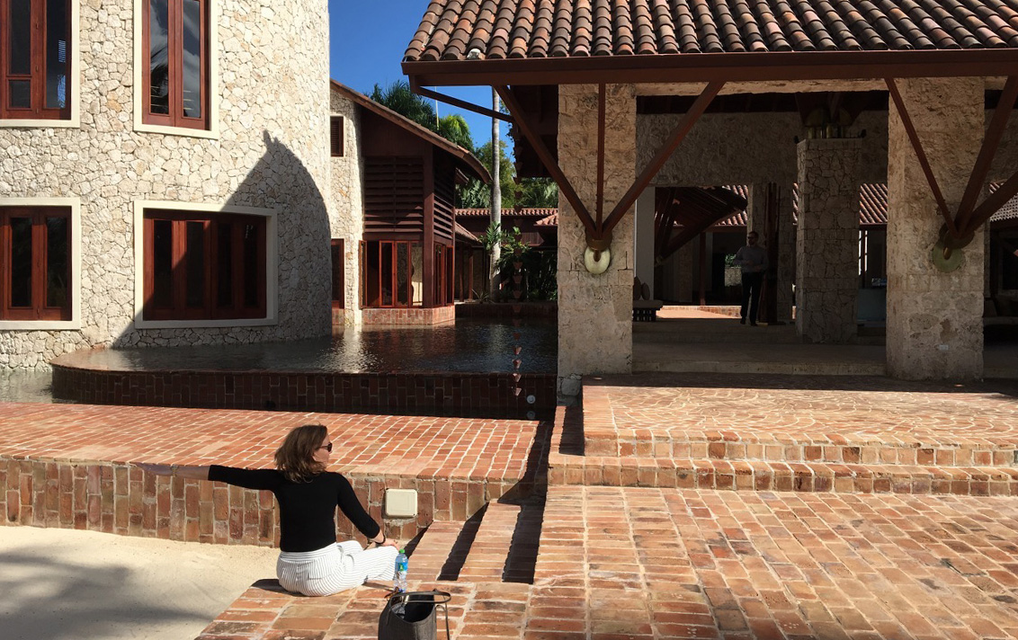 Suzanne Lovell on a site visit to the Dominican Republic compound as she designs it
