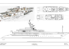 Elevations and drawings of Eternity yacht as designed by Suzanne Lovell Inc.