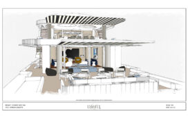 SketchUp 3D drawing of yacht design by Suzanne Lovell Inc.