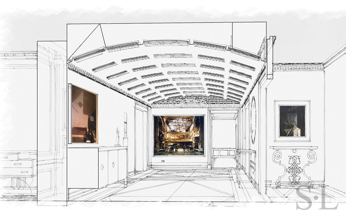 Lakeview residence entry gallery shematic design drawing