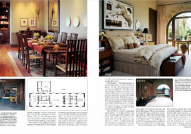 Magazine spread showing dining room and bedrooom after photos along with before photos