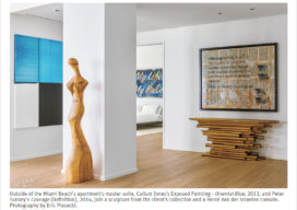 Miami Beach penthouse room with artwork by Callum Innes and Peter Tunney and console by Hervé Van der Straeten