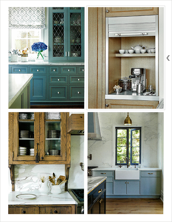 Book page layout showing details of different kitchens