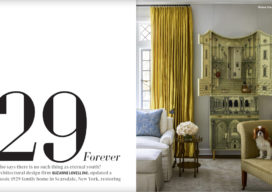 Hive magazine layout featuring Scarsdale, NY living room detail with Piero Fornasetti cabinet