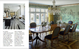 Hive magazine layout featuring Scarsdale, NY kitchen renovation and dining room with floral wallpaper