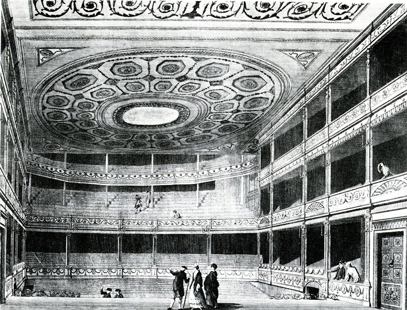 An original picture of the 1663 Theatre Royal Drury Lane