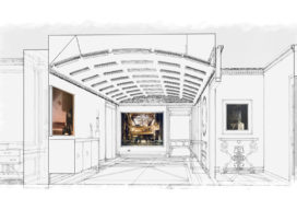 3D rendering of entry gallery
