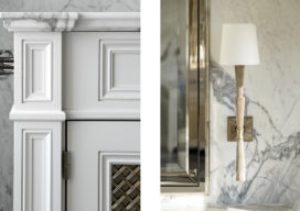 Detail views of custom designed vanities and medicine cabinets