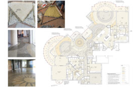 Custom-designed Venetian Terrazo flooring paving plan and installation views