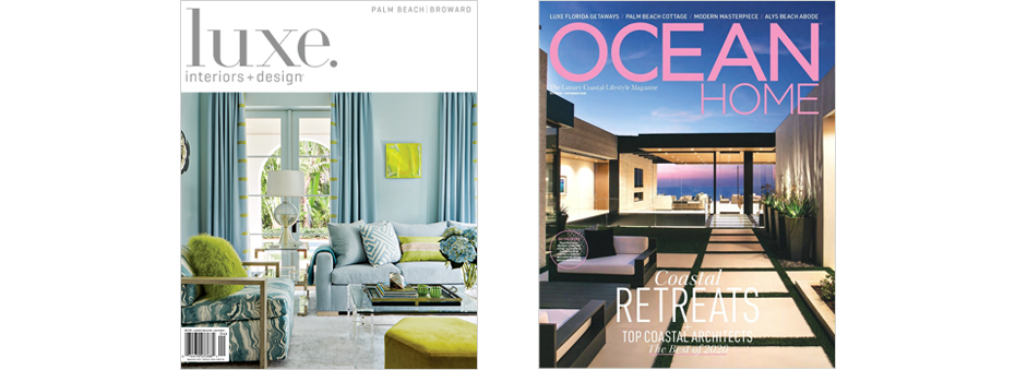 LUXE and Ocean Home magazine covers - issues featuring North Palm Beach golf cottage by Suzanne Lovell