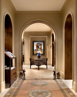 Hallway in Chicago Lincoln Park residence with artwork by Vic Muniz
