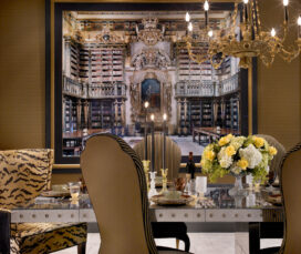 Dining room in Chicago Lincoln Park residence with artwork by Candida Hofer