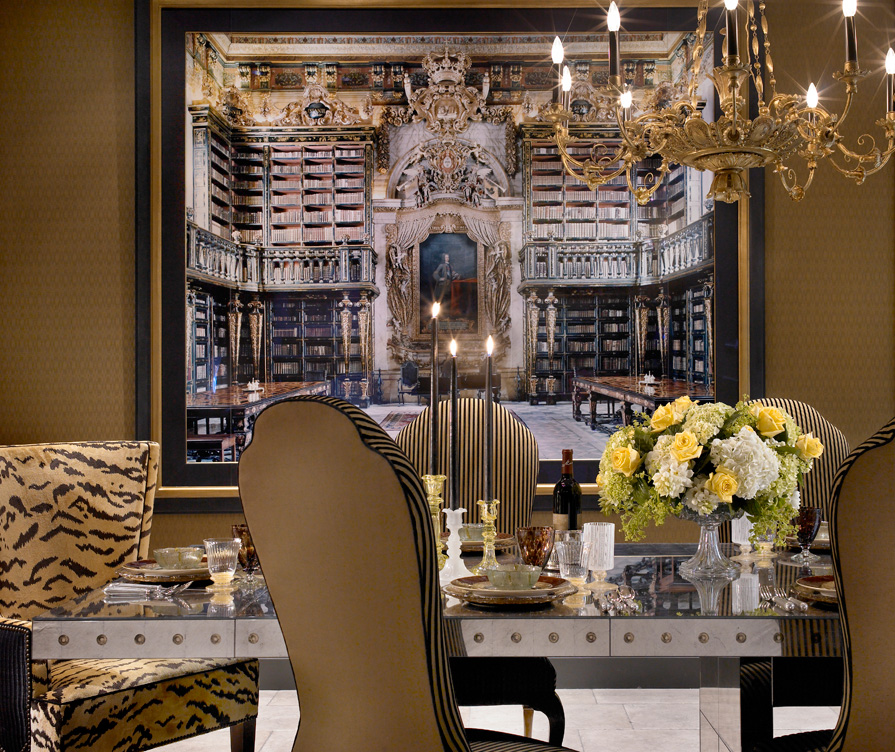 Dining room in Chicago Lincoln Park residence with artwork by Candida Hofer