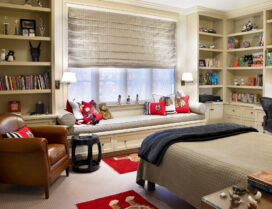 Boy's bedroom with Chicago Blackhawks pillows