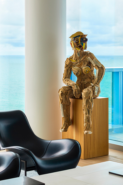 Detail view with sculpture by Nick Georgiou