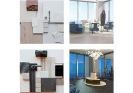 Architectural palettes and 3D renderings of penthouse in the St. Regis Chicago skyscraper designed by Suzanne Lovell Inc.