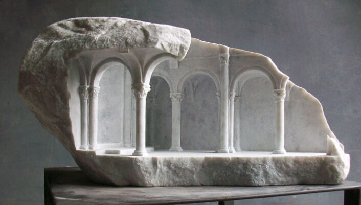 Basilica III, Carrara marble, sculpture by Matthew Simmonds