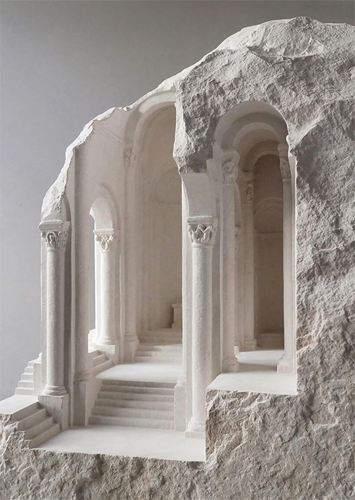 Romanesque Stone II sculpture by Matthew Simmonds, 2018, Limestone