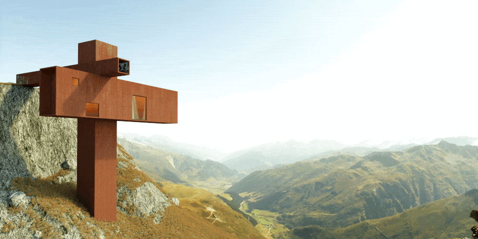 A CARTESIAN HOME TO WATCH THE SUNSET FROM THE SWISS ALPS