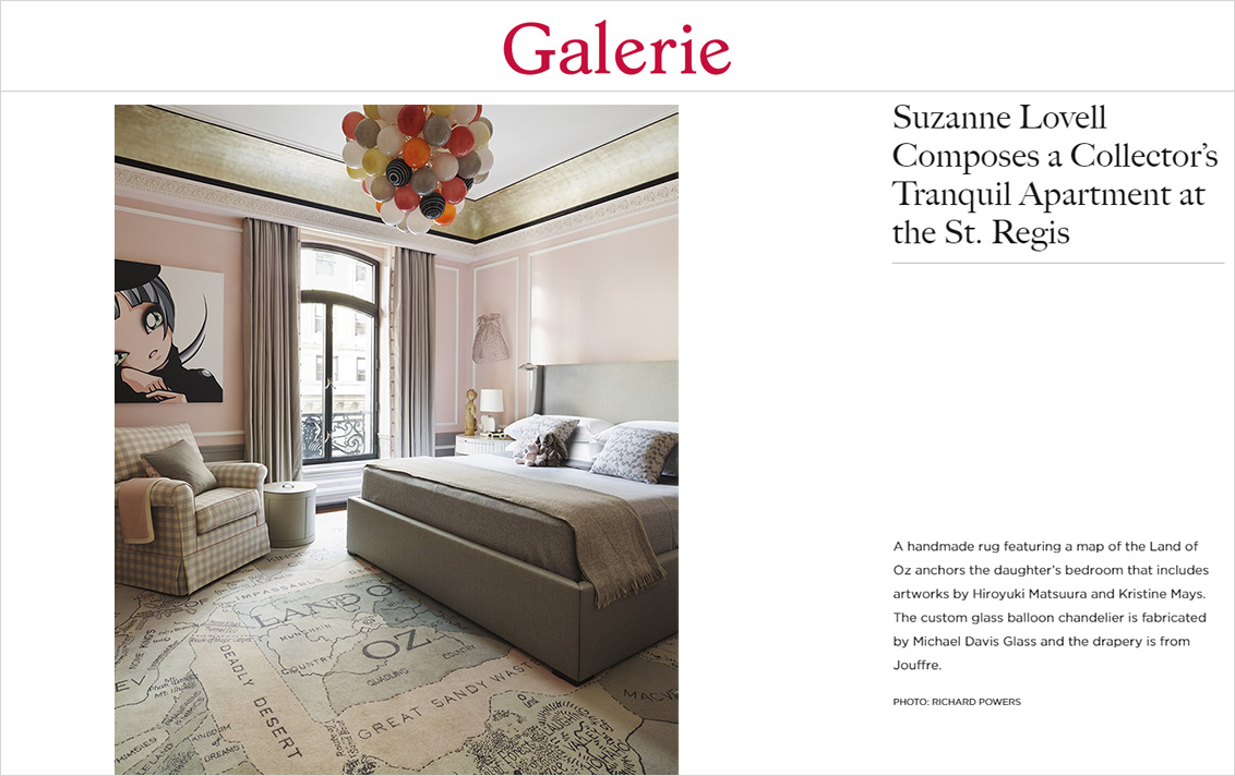 Children’s bedroom featuring artworks by Hiroyuki Matsuura and Kristine Mays in residence designed by Suzanne Lovell at the St. Regis in New York