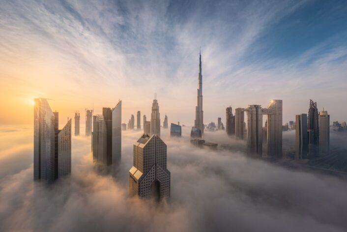 Dubai Skyscrapers Rise Above a Thick Blanket of Fog To Create a City in the Clouds