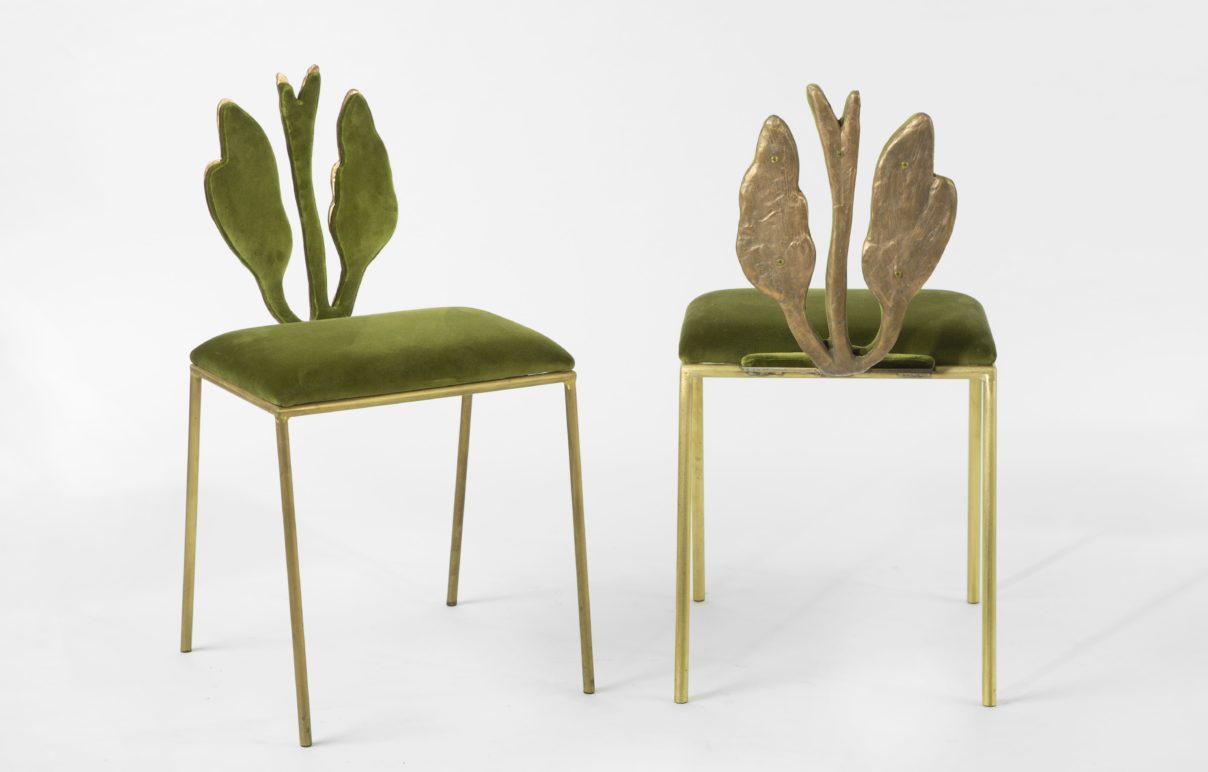 Velvet leaf chair