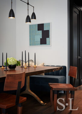 Lincoln Park residence detail of Slab Wishbone Dining Table by BDDW